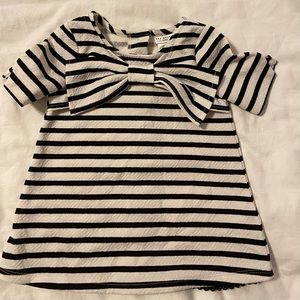 Toddler black and white tunic dress with bow